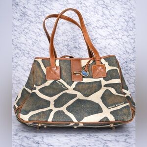 Dooney & Bourke Giraffe Print Brown and Cream Shoulder Bag